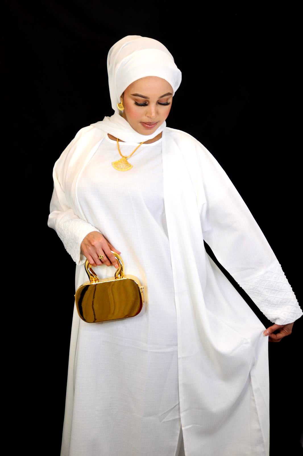 White elegant abaya