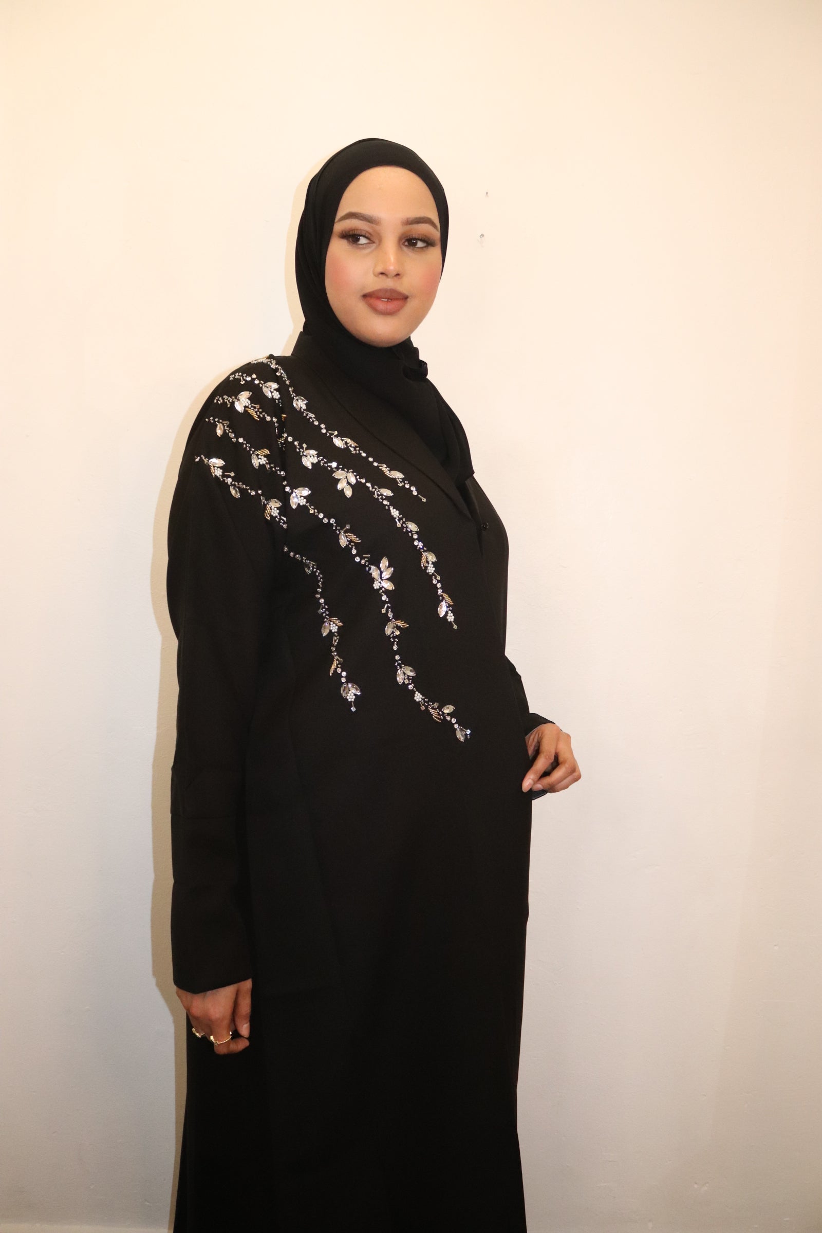 Flowers & Black Abaya