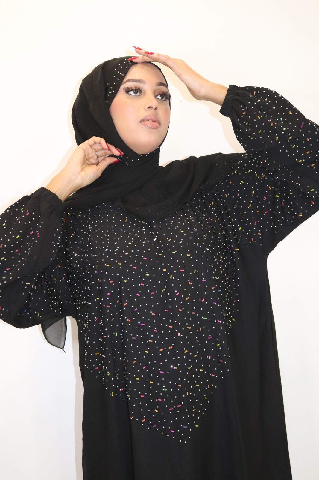 Black & White Pattern Abaya