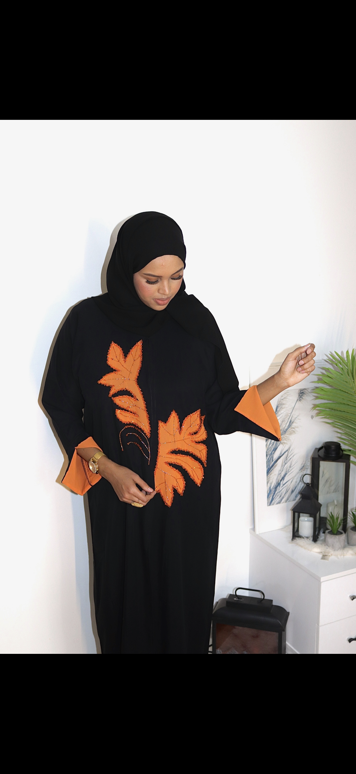 Black and Orange  Abaya