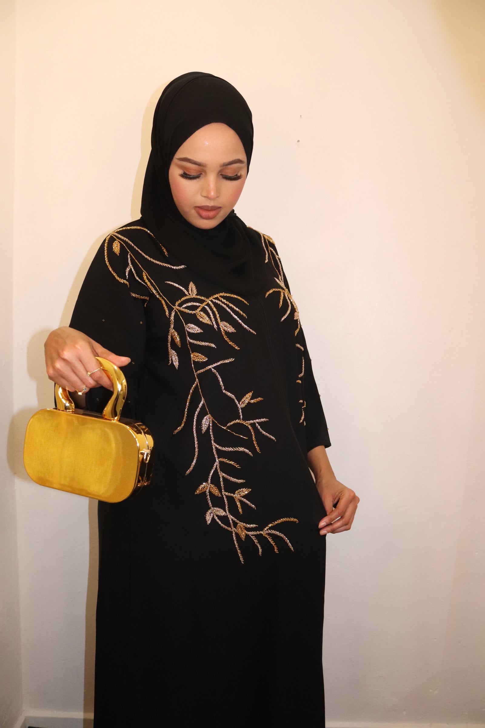 Black & Gold Pattern Abaya