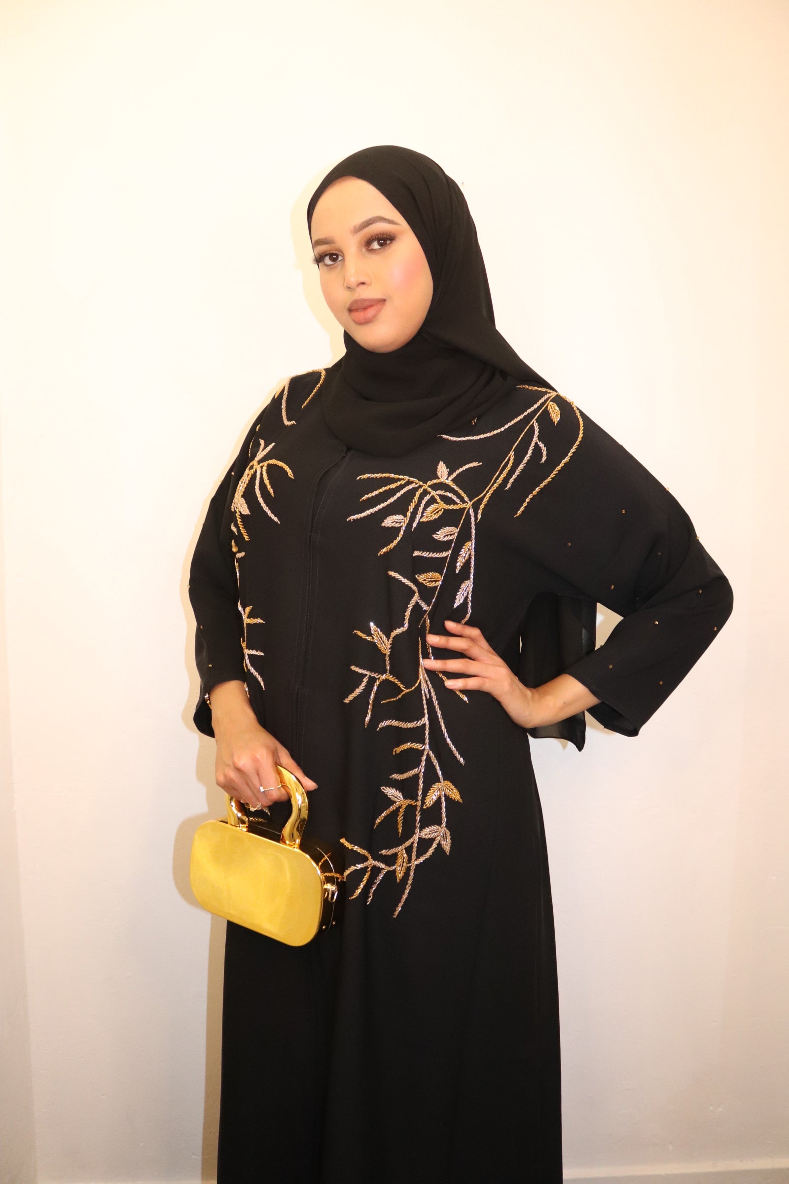 Black & Gold Pattern Abaya