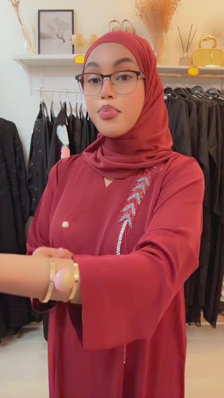 Open Abaya Dark Maroon